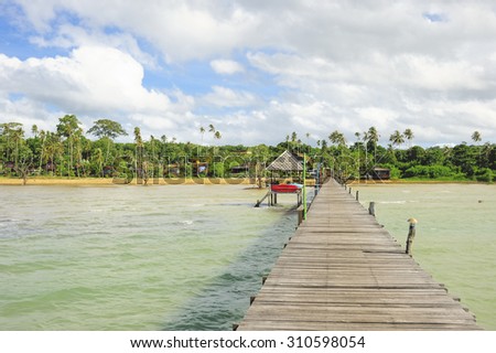 Wooden pier on summer season - Wooden pier in Kho mak, Thailand