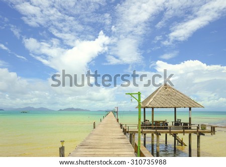Wooden pier on summer season - Wooden pier in Kho mak, Thailand