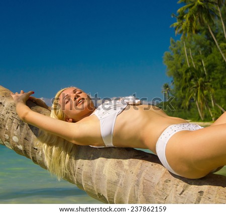 Hot Blonde Woman In Bikini