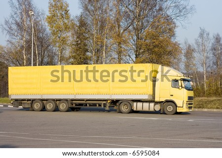 blank yellow semi  trucktor trailer truck of 