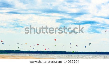 kiting championship - dozens of kites