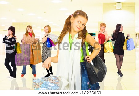 group of girls in a shopping center  -  of  \