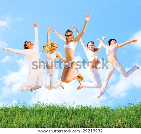 Group of White People Jumping!!!