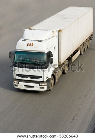 Blank white truck on road isolated - of 