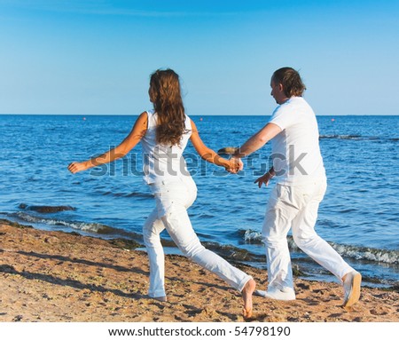 Couple In Love Running for a Dinner