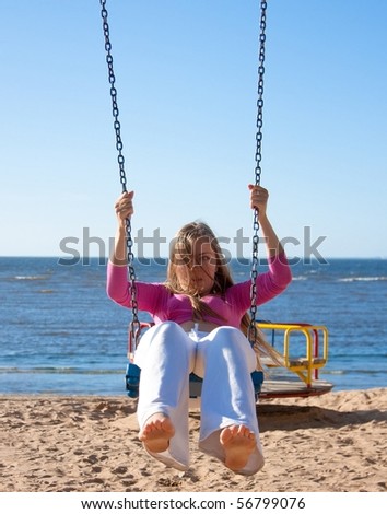 Active girl swings
