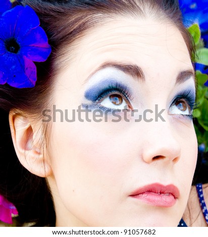 Flowers Portrait Vivid Makeup
