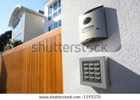 Call box and digitally coded gate lock on new house