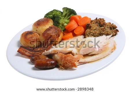 Roast Chicken Dinner With All The Trimmings Stock Photo 2898348 ...