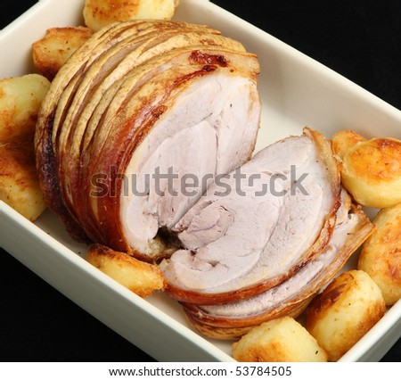 Roast pork with roast potatoes