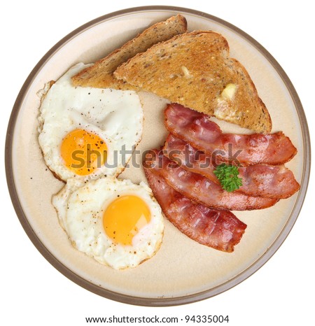 Bacon, Fried Eggs And Buttered Toast Stock Photo 94335004 : Shutterstock