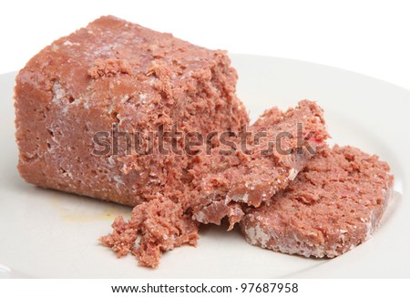 Canned corned beef sliced
