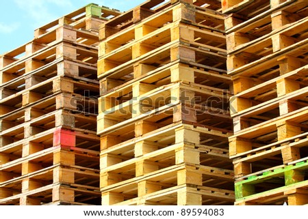 Wood pallets in Cargo shipping dock