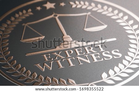 3D illustration of a golden stamp where it is written the text expert witness. Legal expertise. Zdjęcia stock © 