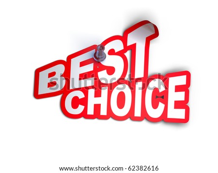 Best choice sticker over a white background with a  pushpin