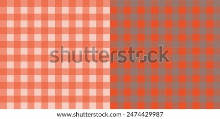 Orange checkered cloth pattern. Abstract color full of Scott pattern. Pastel gingham seamless background for print on fabric.