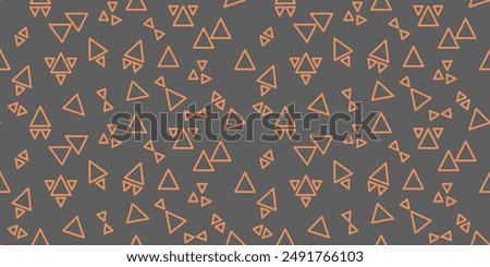 Orange triangle pattern seamless on gray background for print on fabric and more.