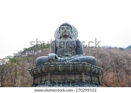SEOUL, SOUTH KOREA - APRIL 13: Buddha in the Sinheungsa Temple at Seoraksan National Park, South Korea in the spring, South Koreaon April 13, 2015, Seoul South Korea.
