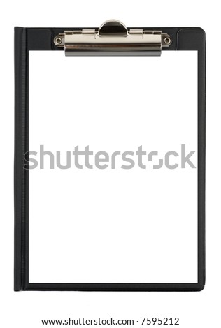 Black file with shite paper isolated over white background