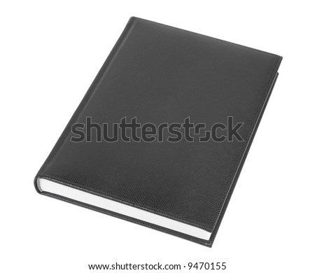 Black leather covered book isolated over white background