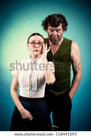 Portrait of an angry freaky couple. Tonalities are added./Freaky Parents