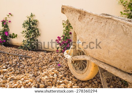 Stock Photo New Bougainvillea And Jasmine Plants Being Planted Along A White Boundary Wall The Irrigation 278360294 