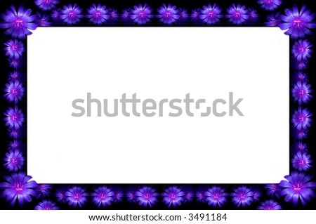 abstract floral dark frame with blue flowers