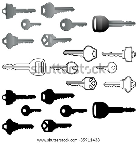 Collection of vector keys in three different styles