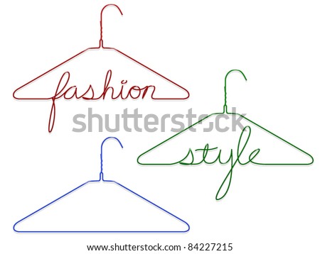 Two coat hangers with messages and a plain one