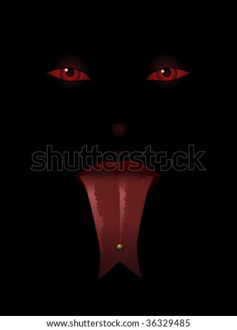 Demon Woman Sticking Out Her Forked Tongue Stock Vector Illustration ...