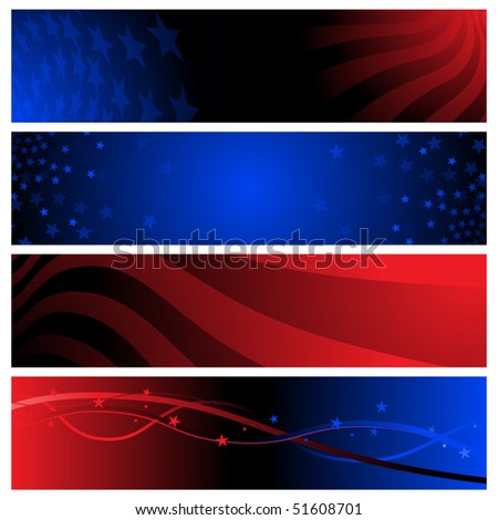 Red And Blue Patriotic Banners For America Stock Vector Illustration ...