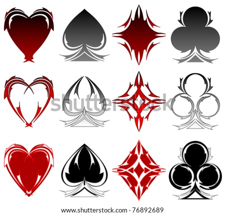 Set Of Card Symbols In Three Different Treatments Stock Vector ...