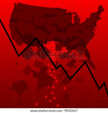 Vector chart representing crashing housing market in the U.S.