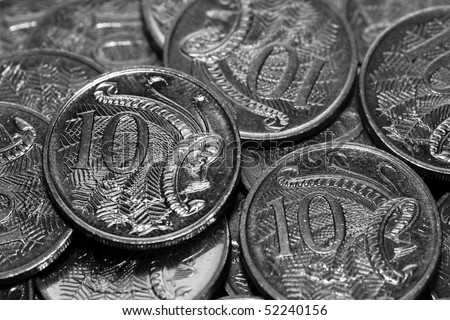 Small Change. Australian 10 cent pieces.