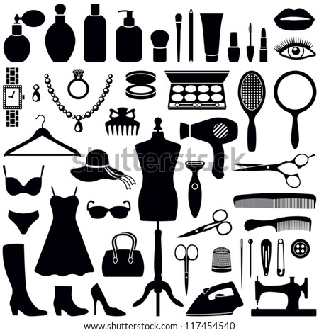 Beauty and Fashion collection - vector silhouette