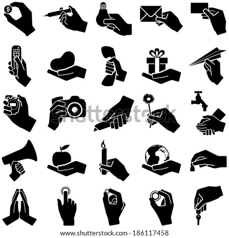 Hand icon collection - vector silhouette illustration 