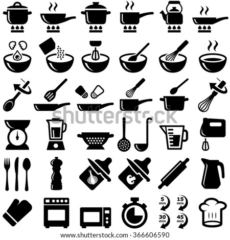 Cooking and kitchen icon collection - vector silhouette