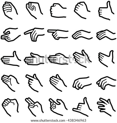 Hand icon collection - vector outline illustration 