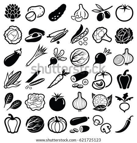 Vegetables icon collection - vector silhouette illustration
