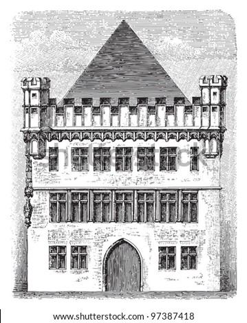 Gothic architecture / Vintage illustration from Meyers Konversations-Lexikon 1897