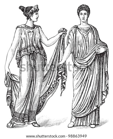 Woman Fashion - Greek (Left) And Roman (Right) - Ancient Period (450 V ...