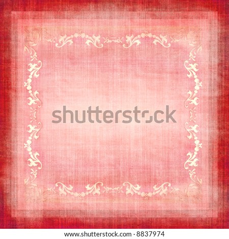 Red Vintage Decorative Border Aged Fabric