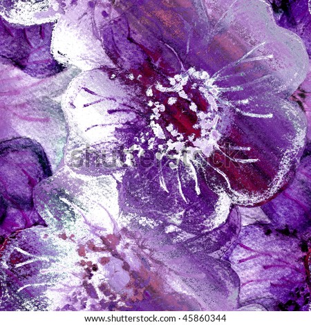 Seamless Purple Flowers Watercolor Art Stock Photo 45860344 : Shutterstock