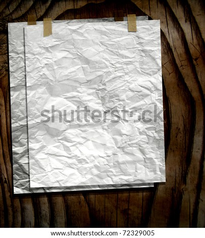 Old Blank Papers Taped On Wood Wall