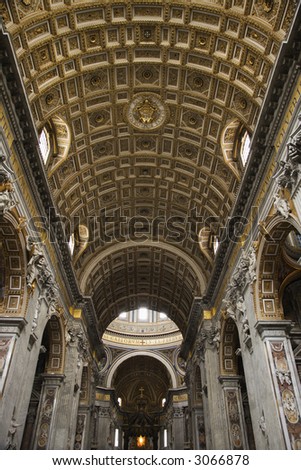 Interior of St. Peter\'s Basilica in Rome, Italy.