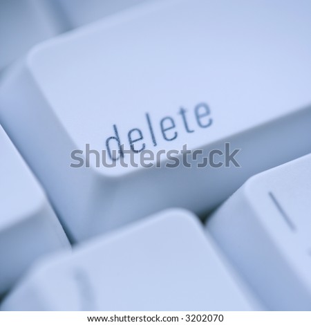 Close up of delete key on computer keyboard.