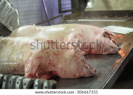 pig skin on the meat production
