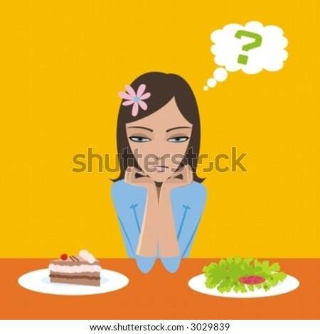 A Girl Who Cannot Decide What To Eat Stock Vector Illustration 3029839 ...