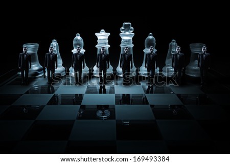 Glass chess board - Businessman peasants site
