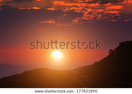 Scenic sunset sky in Hollywood Hills